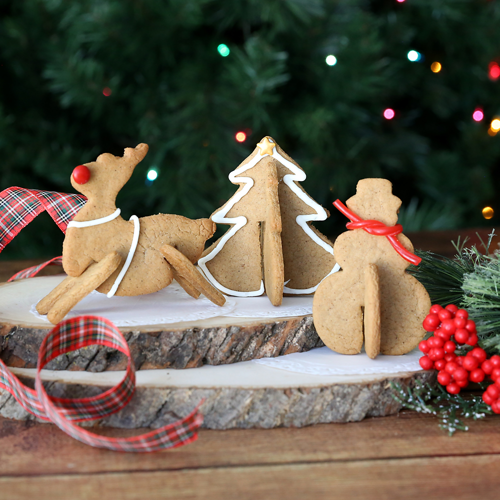 3D Christmas cookies made from gingerbead