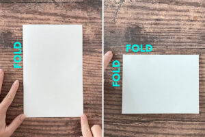Sheet of copy paper folded in fourths