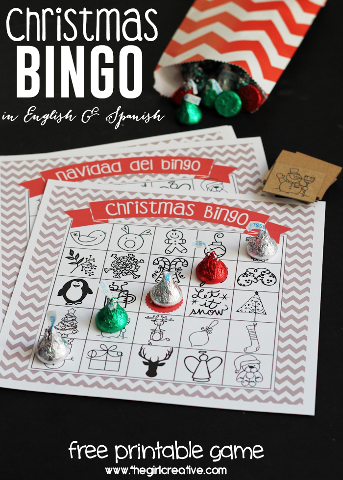 Christmas bingo cards with candy kisses