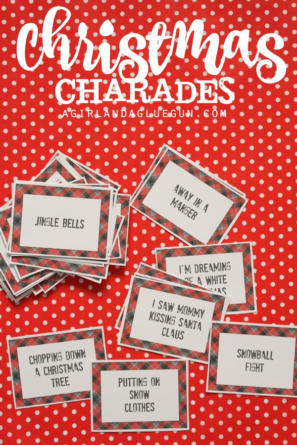 Christmas charades game cards