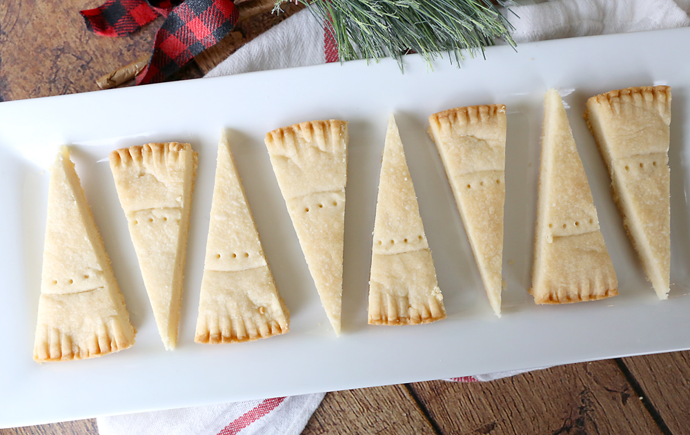 Shortbread cookies in wedge shapes on a plate