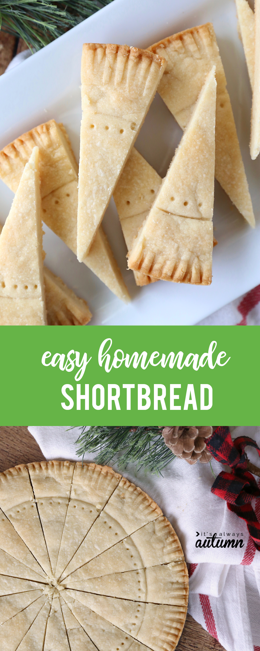 Wedge shaped shortbread cookies cut from a round cake tin