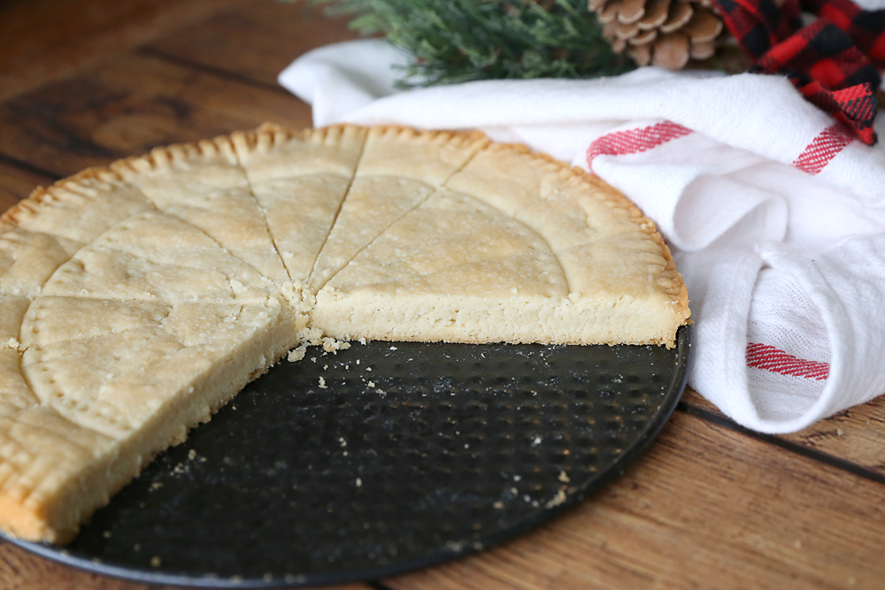 Slices of shortbread on a wooden table