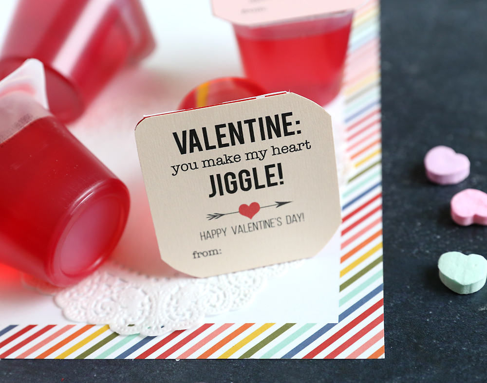 Jello cup with Valentine\'s Day tag