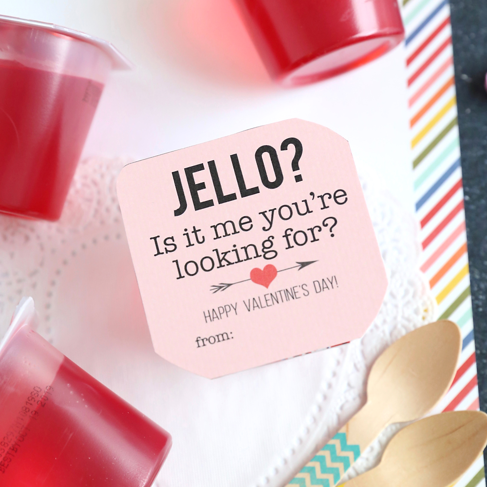 Jello cup with Valentine\'s Day tag