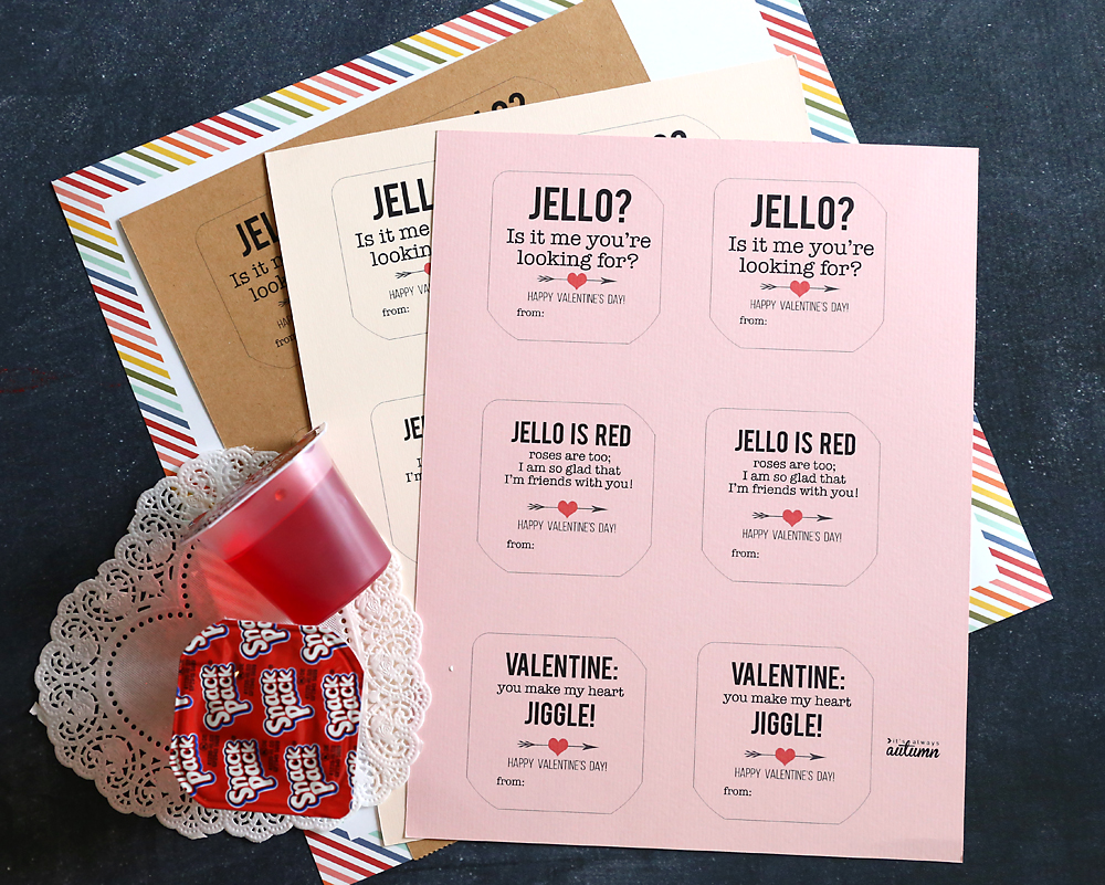 Printable Valentine\'s Day tags for Jello cups