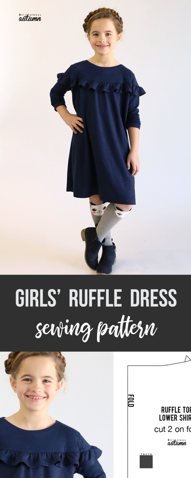 Girls' ruffle dress free sewing pattern - It's Always Autumn