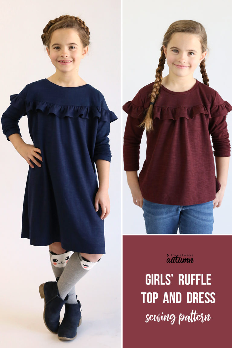 Girls' ruffle dress free sewing pattern - It's Always Autumn