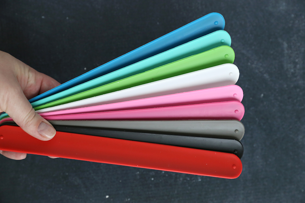 Colorful slap bracelets