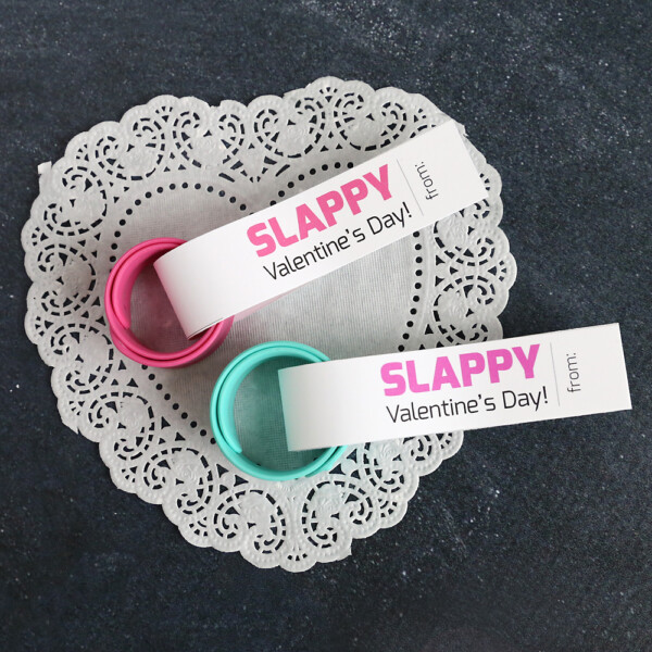 Slap bracelets with Valentine's Day tags