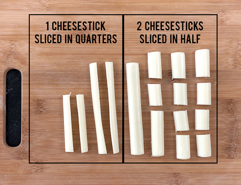 Cheese sticks sliced to decorate football breadsticks