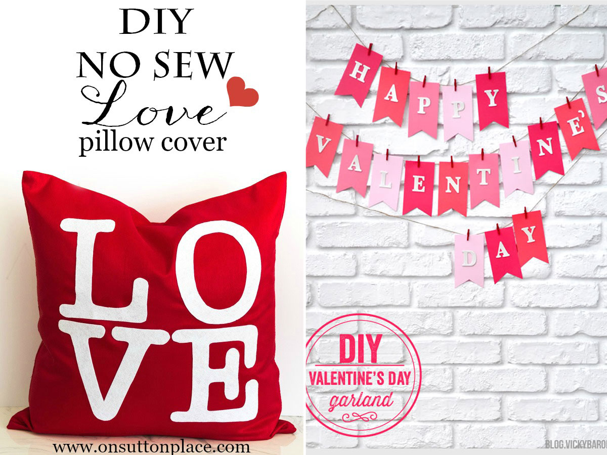 Valentine's day garland and no sew LOVE pillow