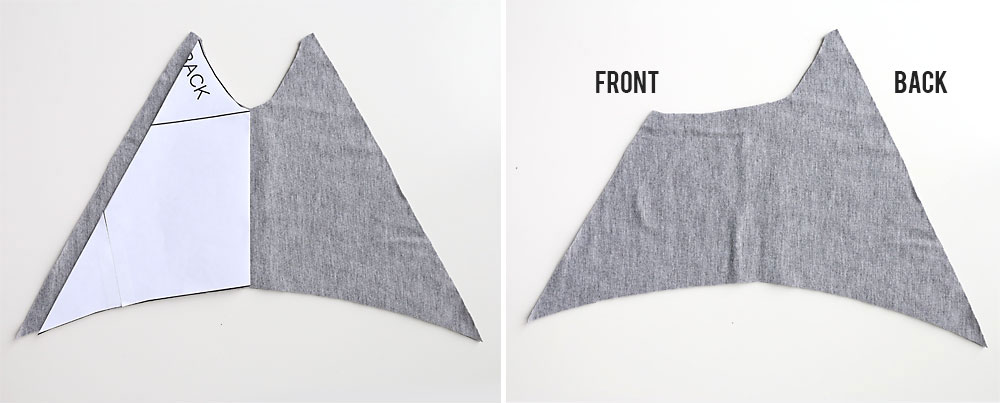 Contrast shoulder pieces cut from lighter grey fabric