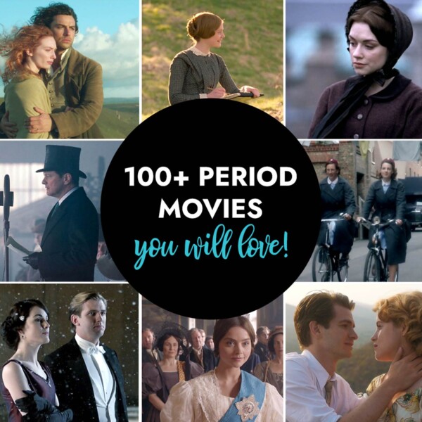 Collage of movie photos. 100+ period movies you will love.