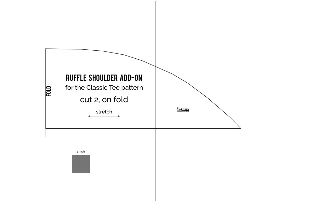 Ruffle shoulder pattern piece diagram