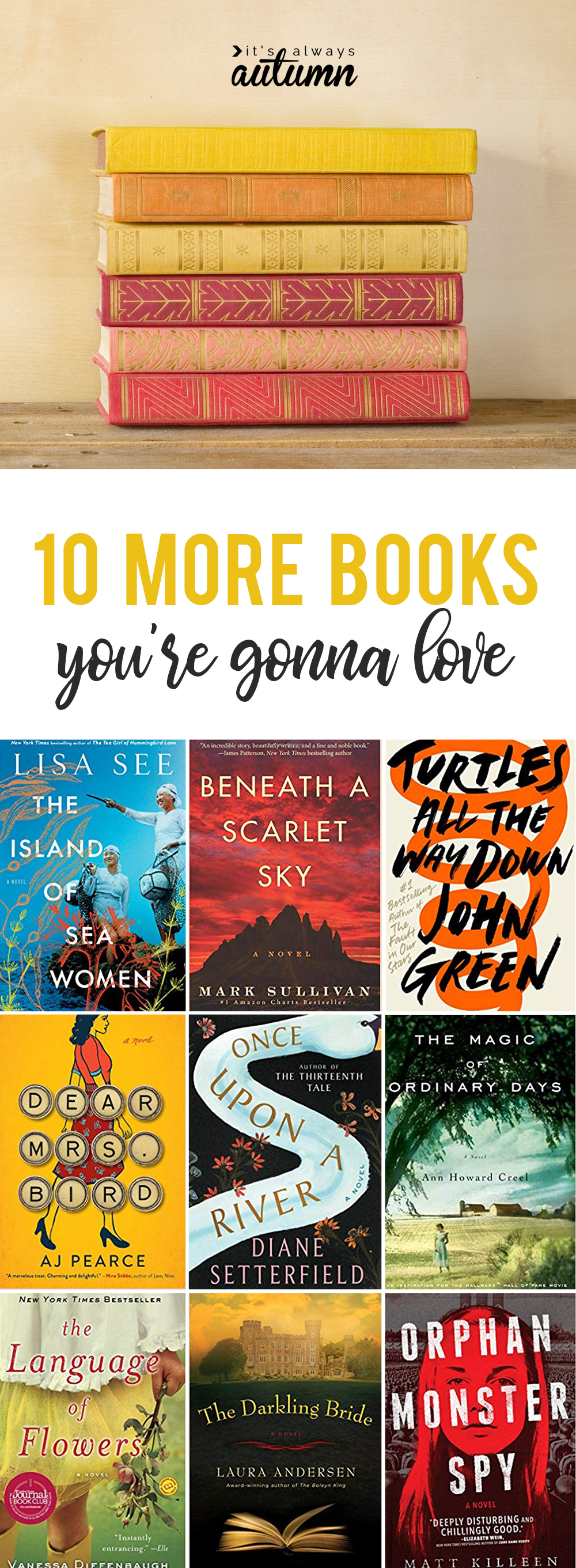 10 novels you're gonna love! Another fantastic book list.