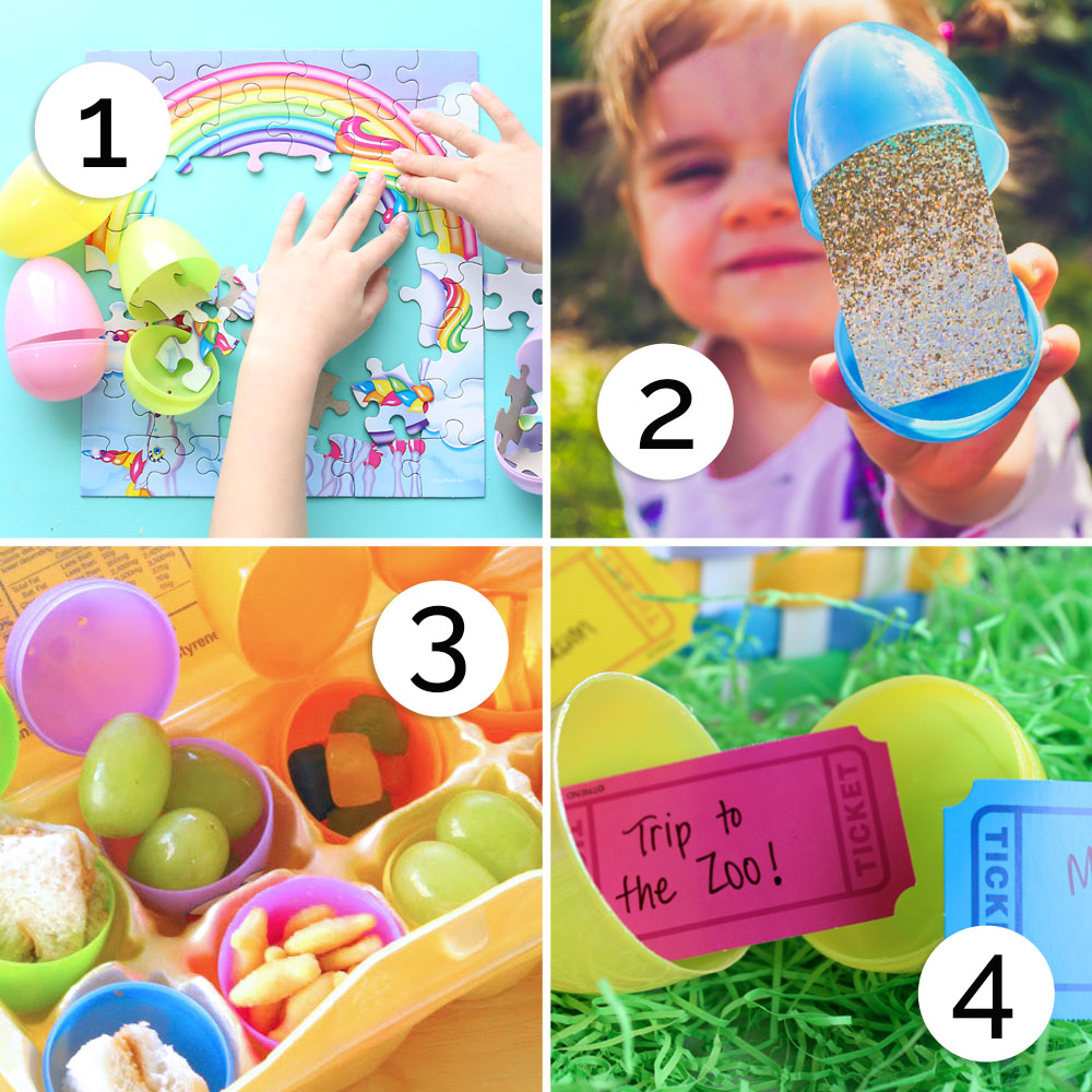 Collage of Easter egg hunt ideas for kids