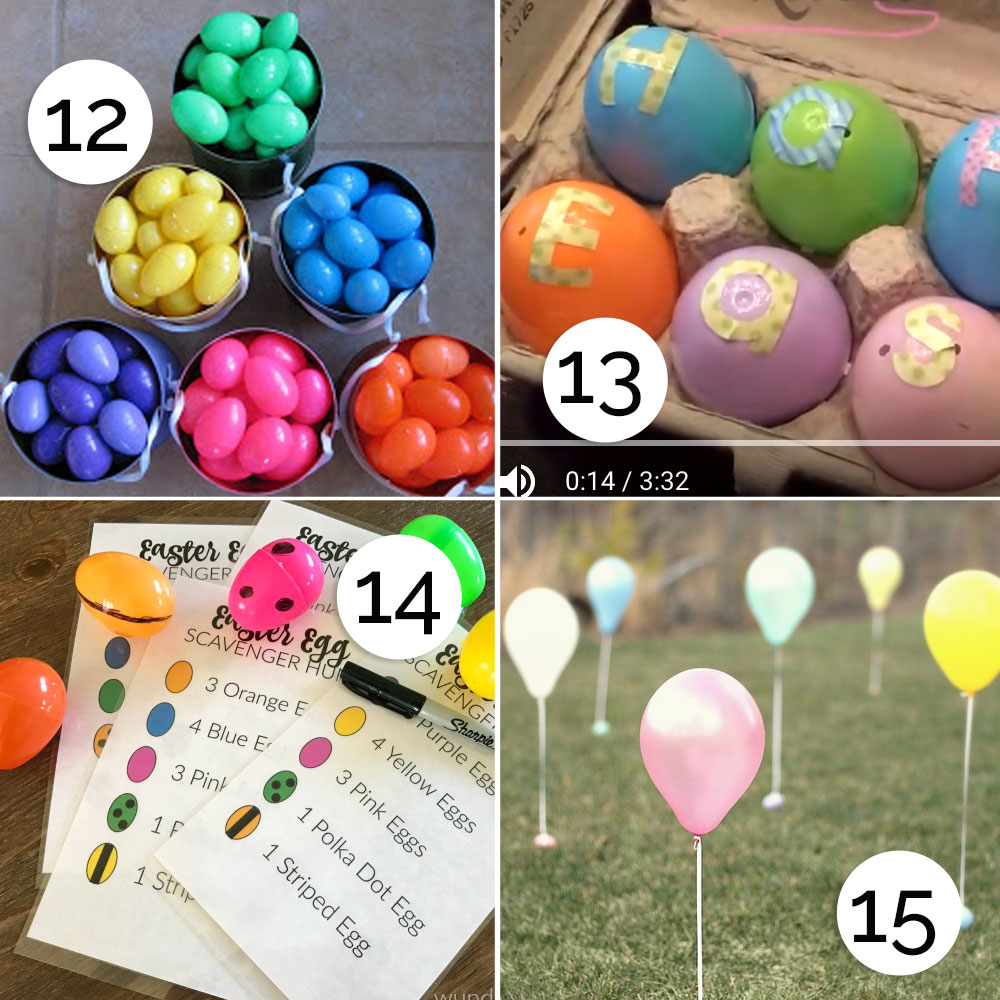 Collage of Easter egg hunt ideas for kids