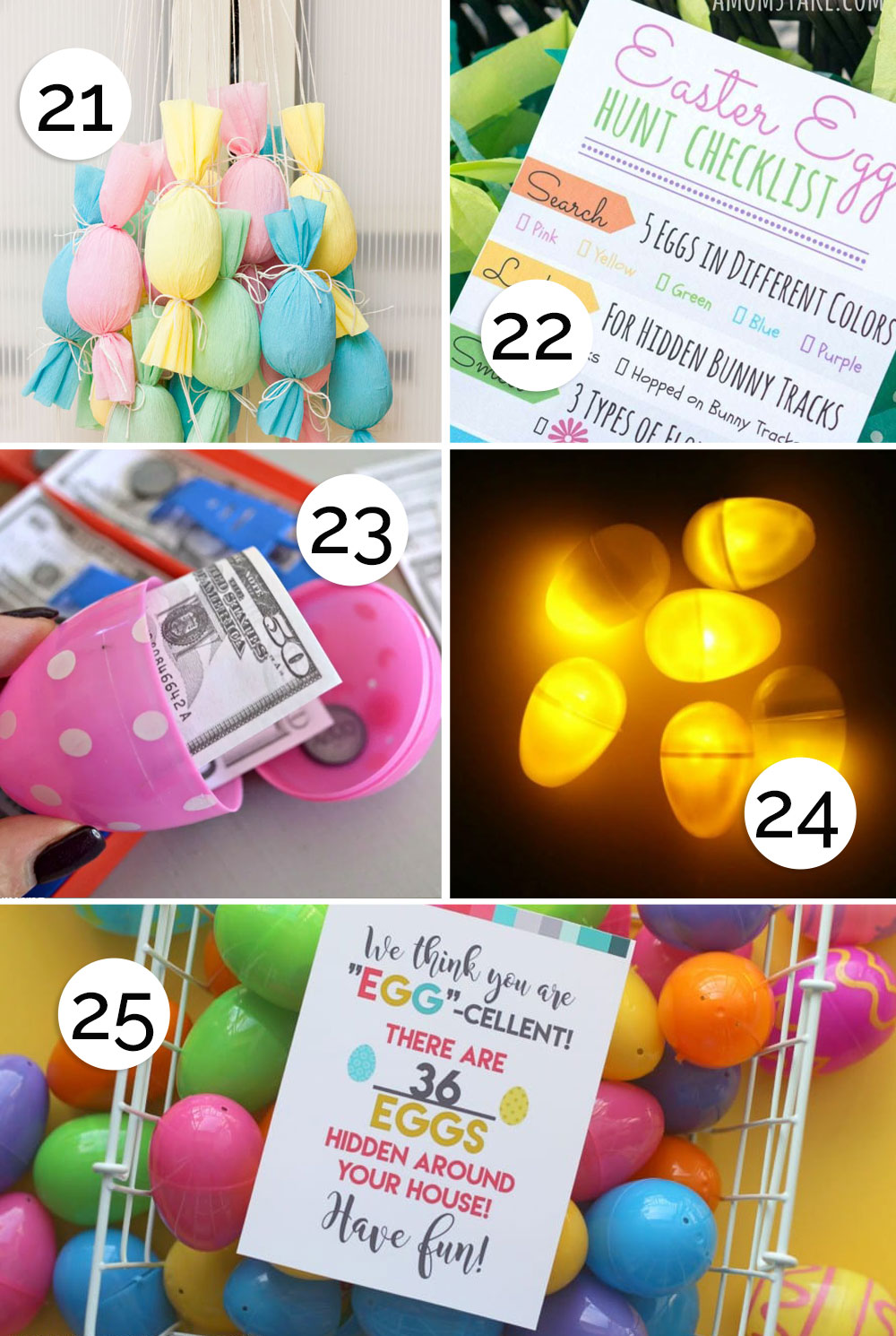 Collage of Easter egg hunt ideas for kids