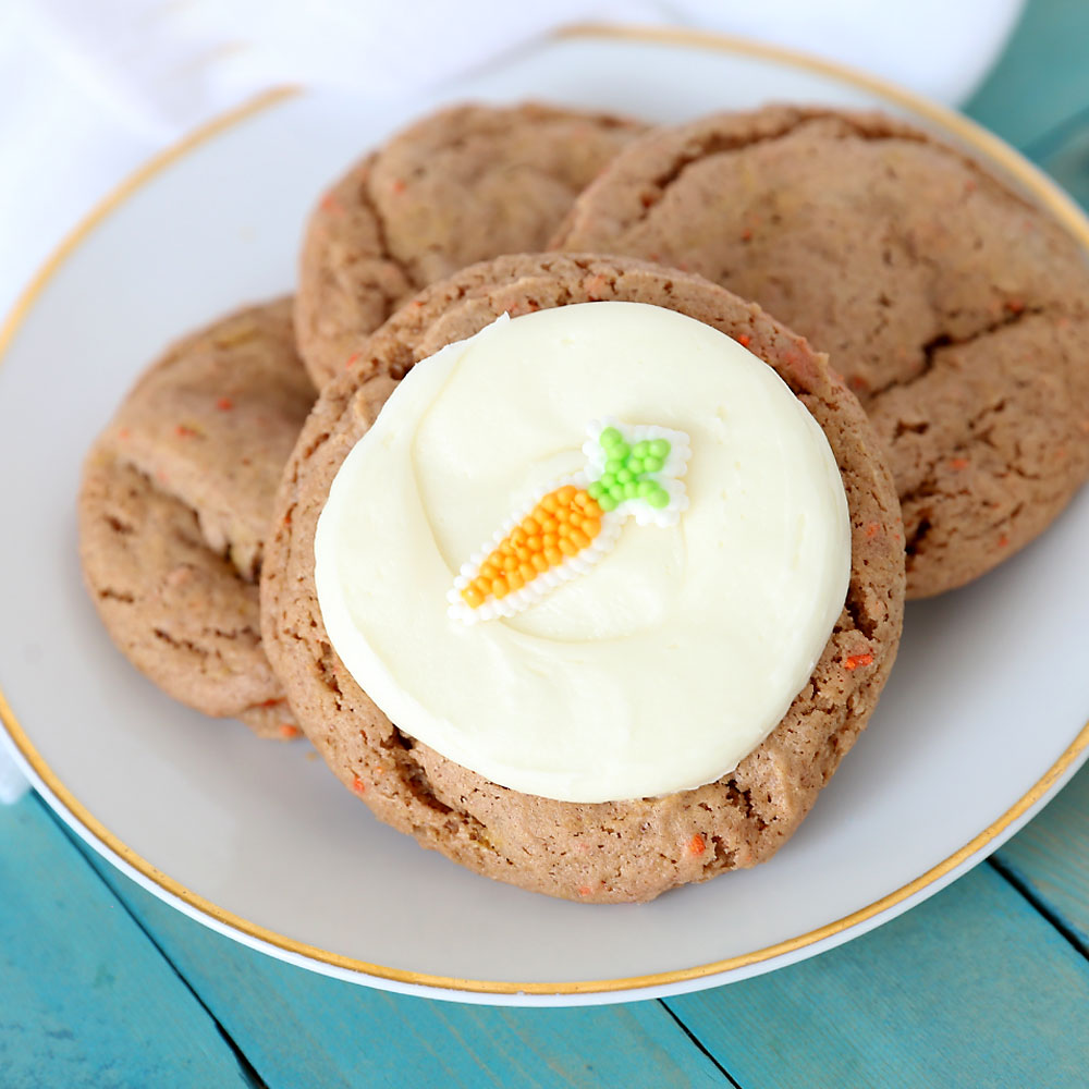Carrot cake cookies with cream cheese frosting