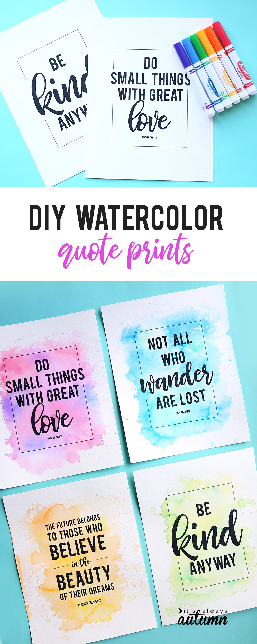 These pretty DIY watercolor prints are made with markers, not paint! So easy anyone can do it.