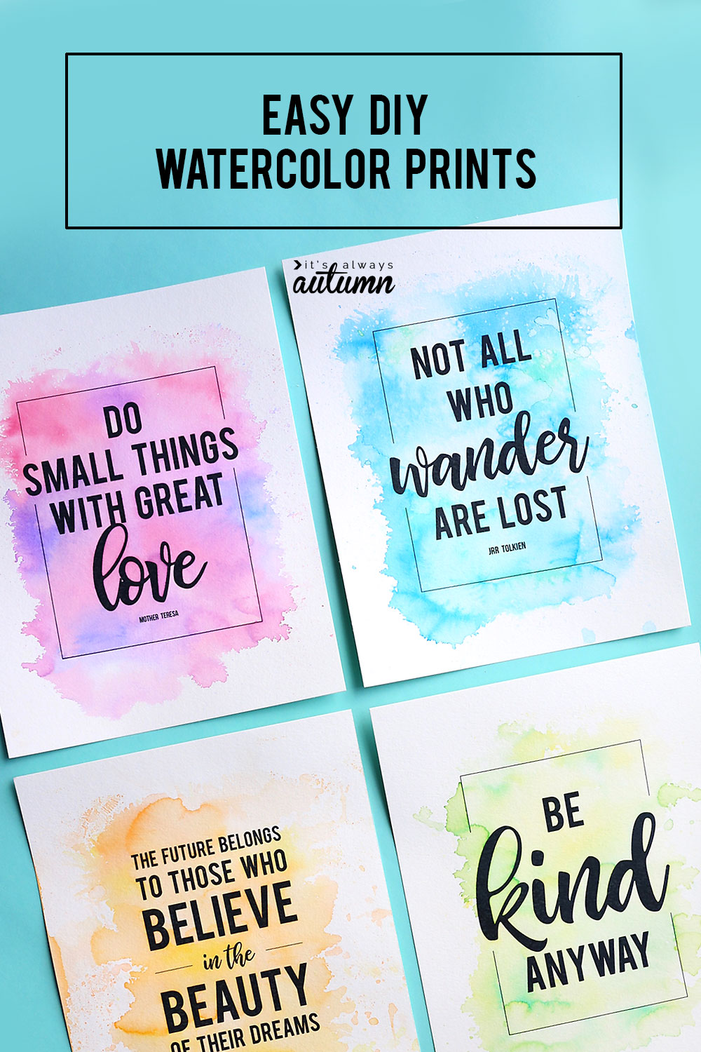 These pretty DIY watercolor prints are made with markers, not paint! So easy anyone can do it.