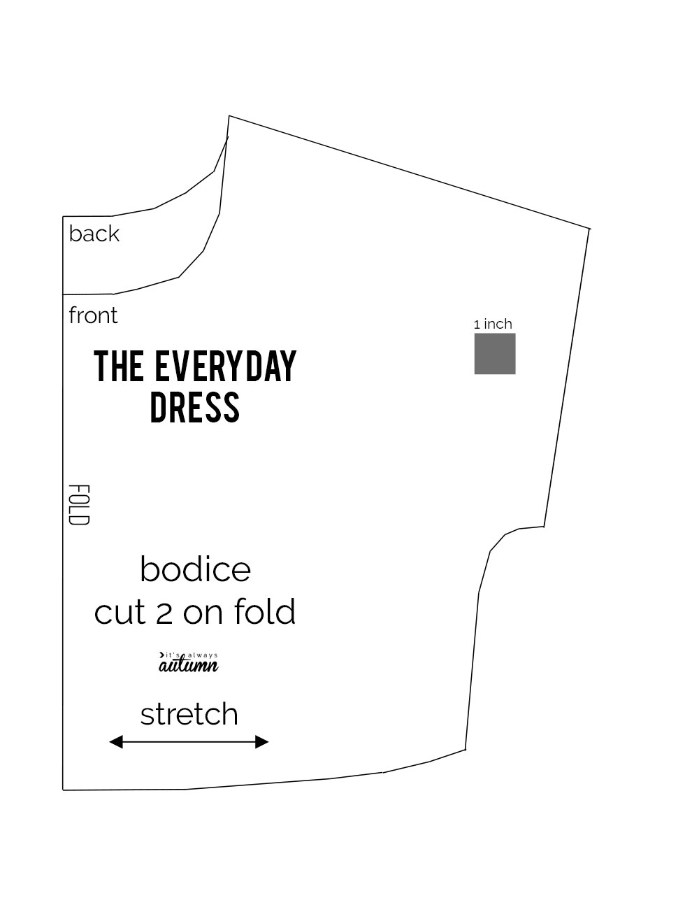 Bodice pattern diagram for The Everyday Dress sewing pattern