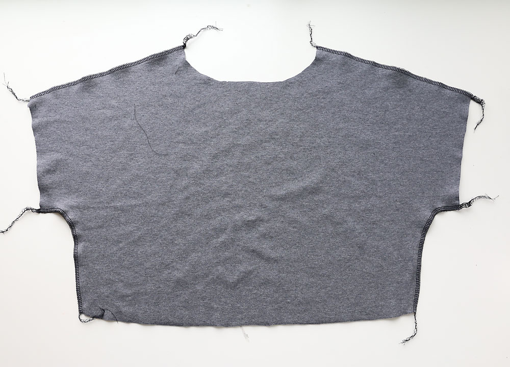 Dress bodice front and back sewn together across shoulders and down sides
