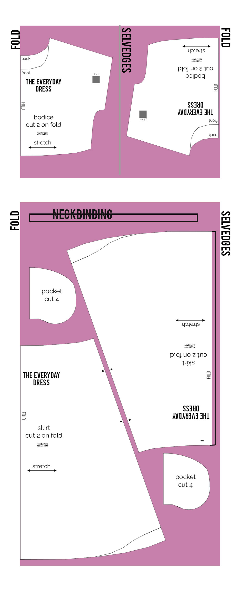Pattern layout for the Everyday Dress