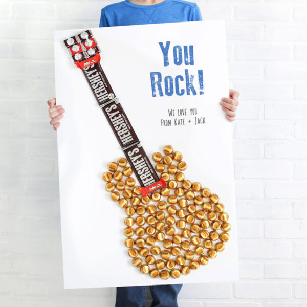 Guitar poster with candy.