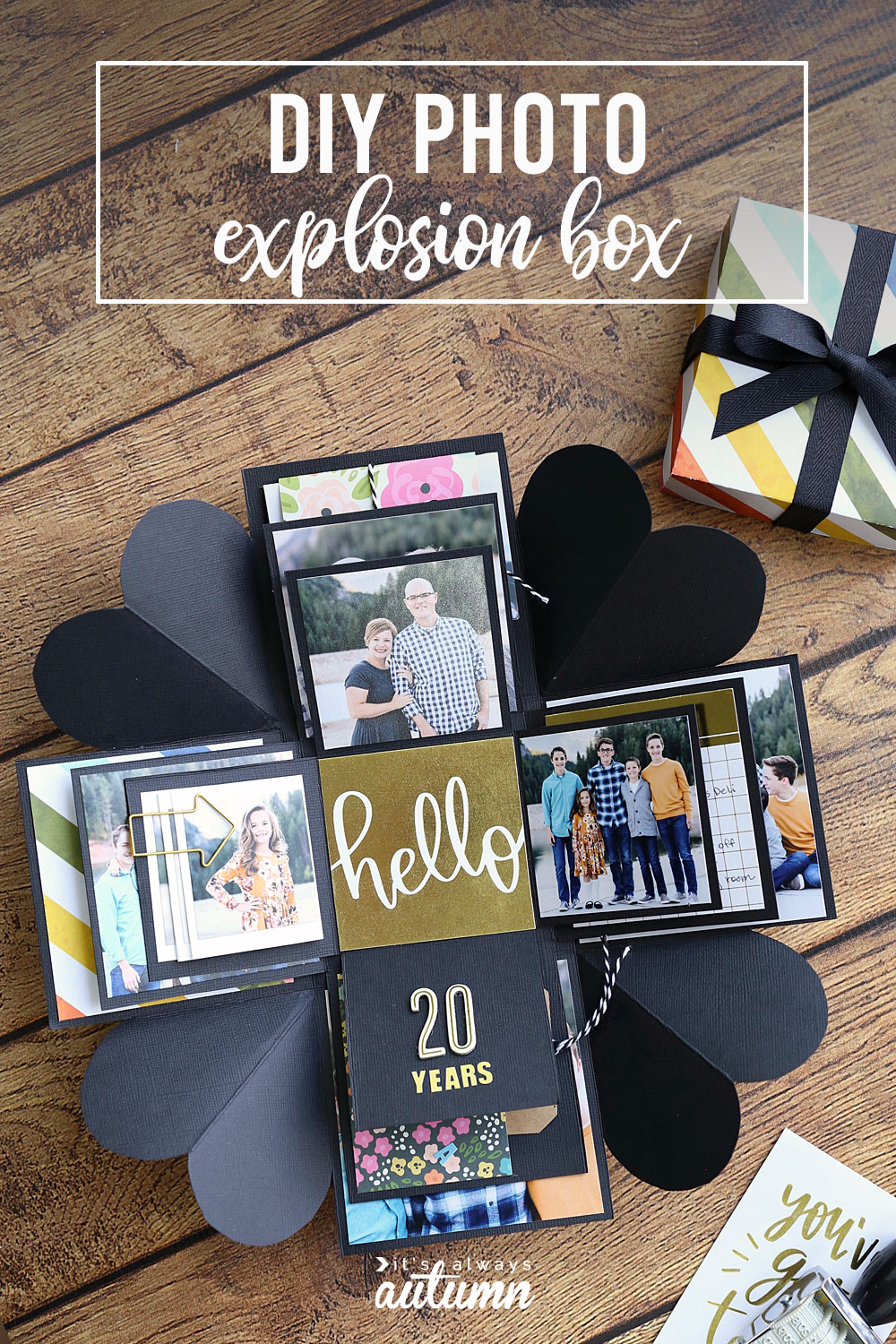 DIY photo explosion box that opens up when you take the lid off