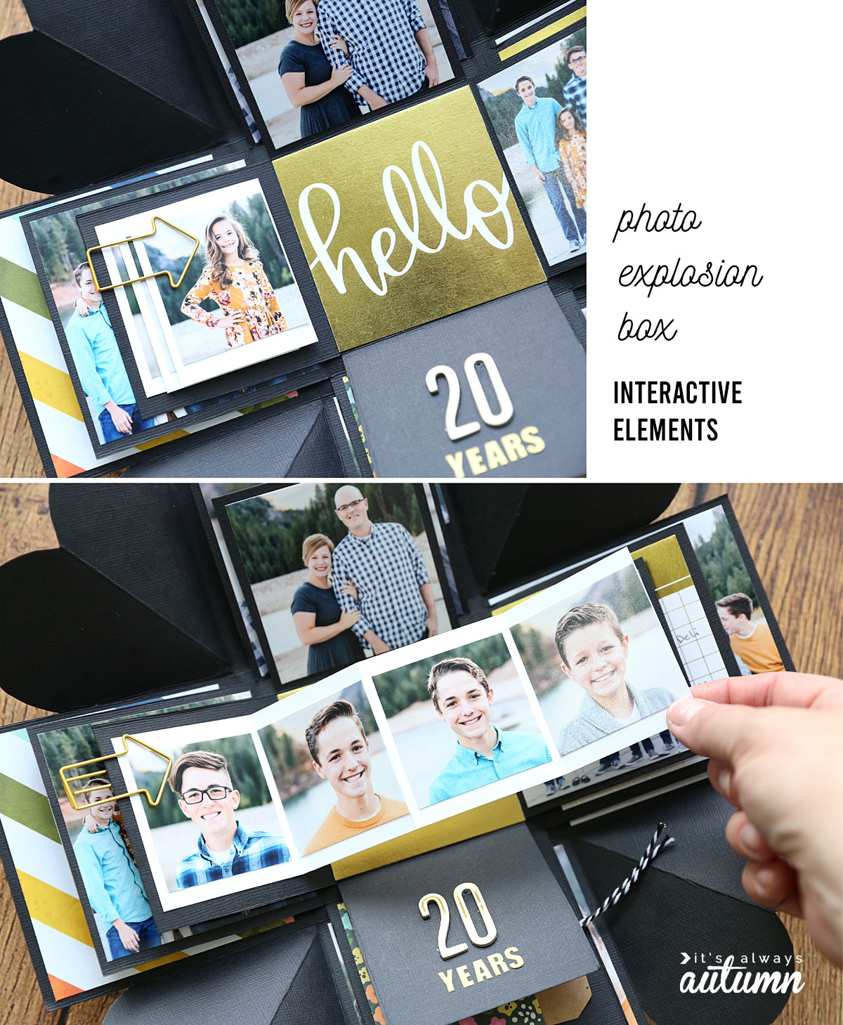 DIY photo explosion box that opens up when you take the lid off
