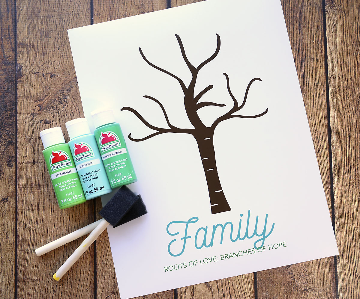 Family handprint tree printable art.