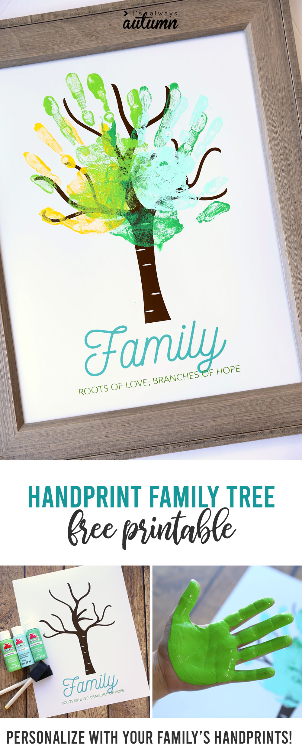 Family tree with handprints for the leaves