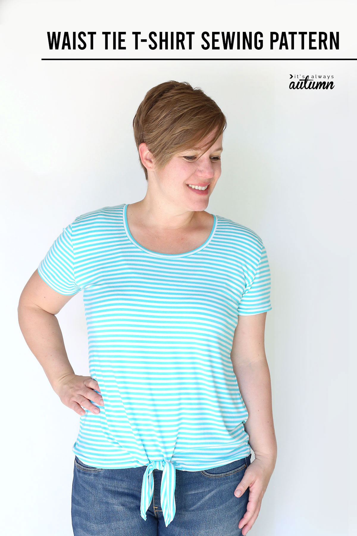 The waist tie t-shirt pattern | free pattern in women's size L - It's ...