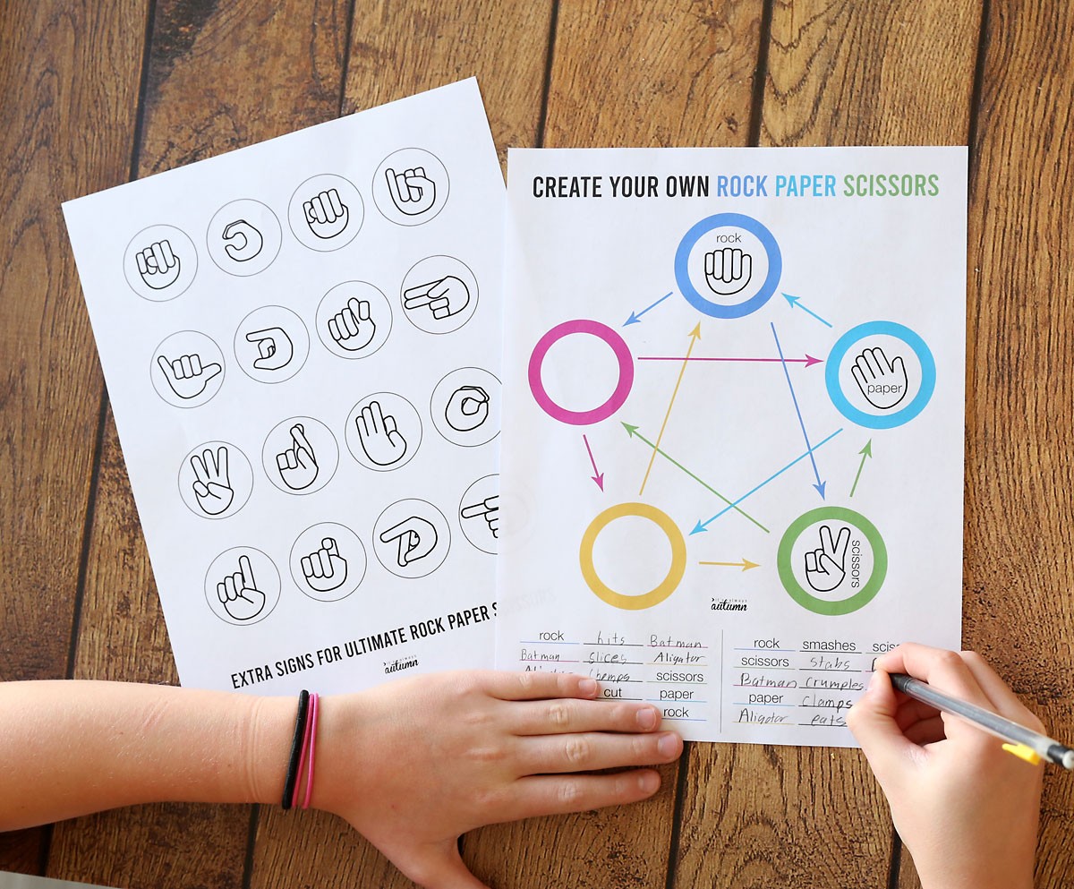 Create your own Rock Paper Scissors game printable worksheet