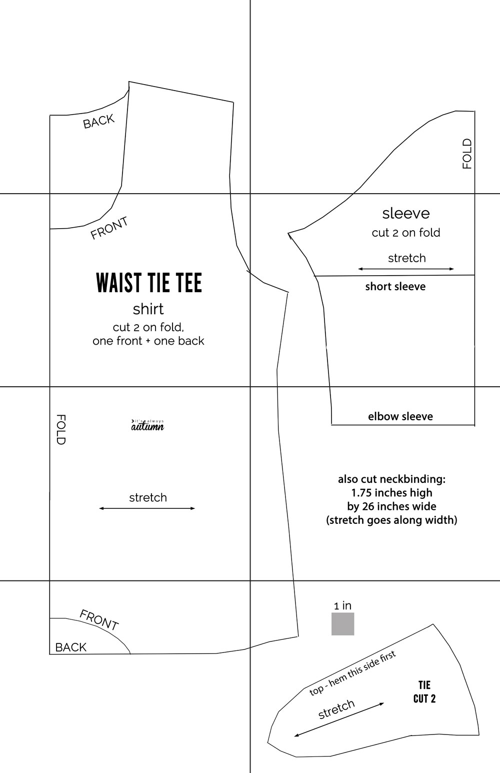 The Waist Tie T shirt Pattern Free Pattern In Women s Size L It s 