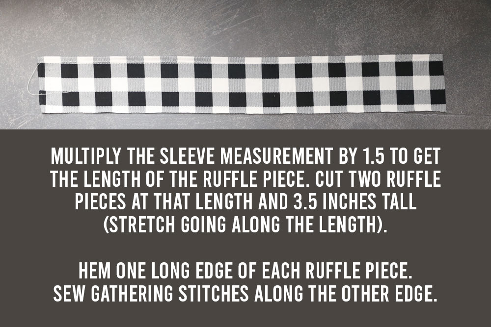 Cut long piece for sleeve ruffle and hem edge