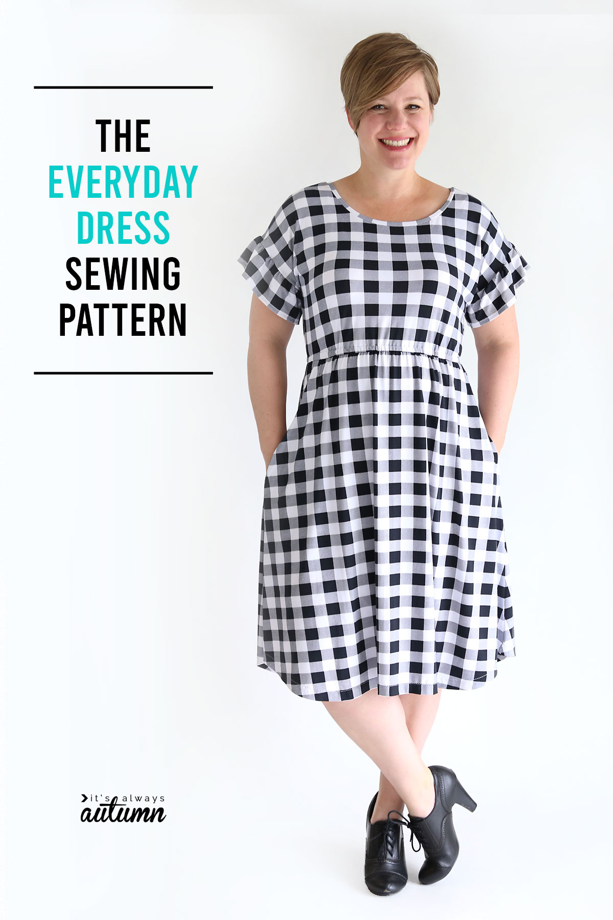 The Everyday Dress sewing pattern in women's size L.