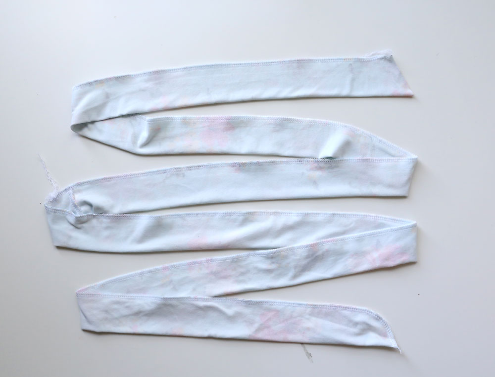 Long strip of fabric folded lengthwise and sewn together