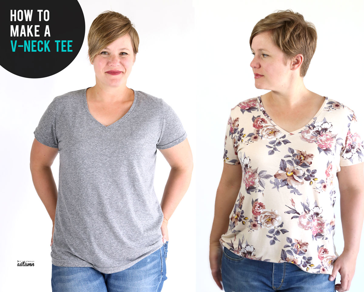 How to make a pretty floral v-neck tee shirt