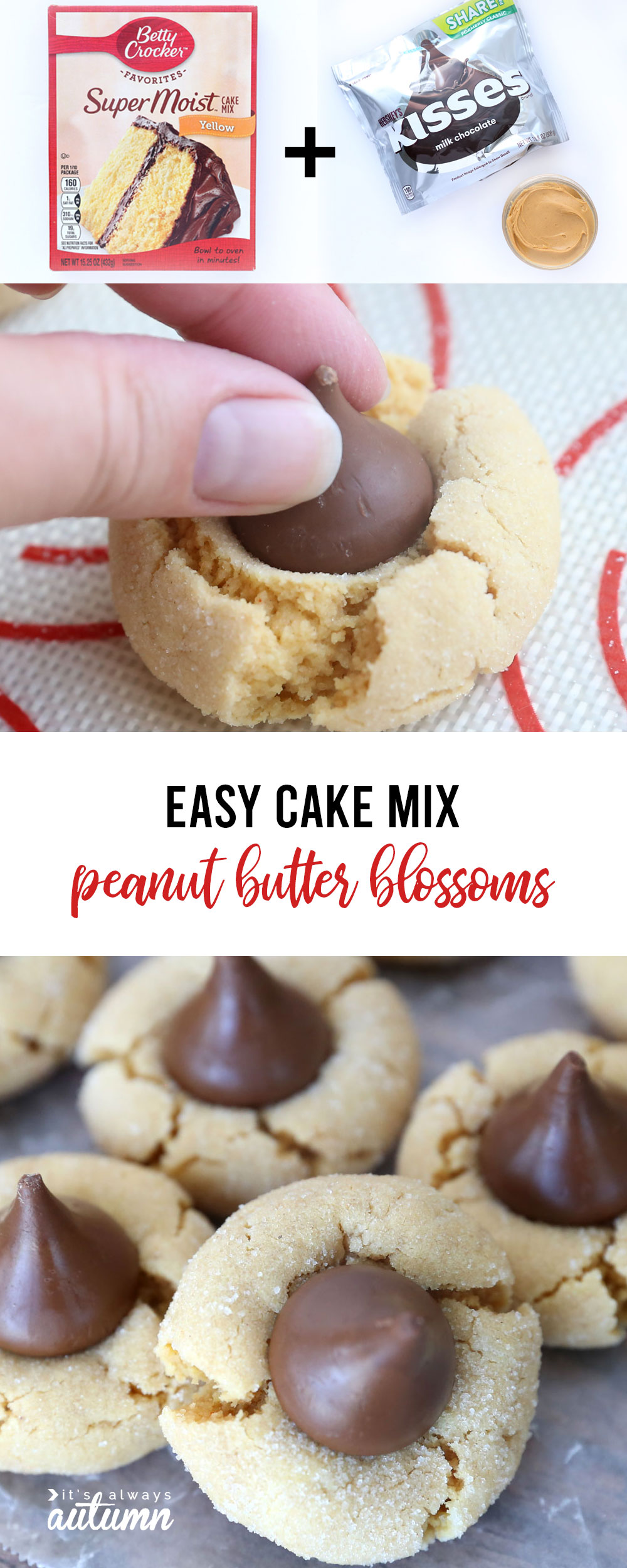 Easy cake mix peanut butter blossoms