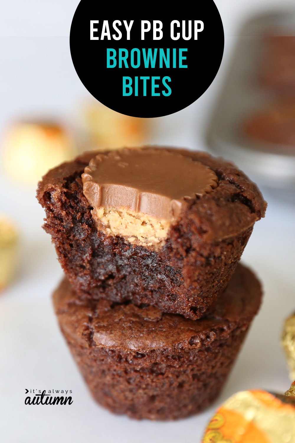 These peanut butter cup brownie bites are so easy to make and so delicious!