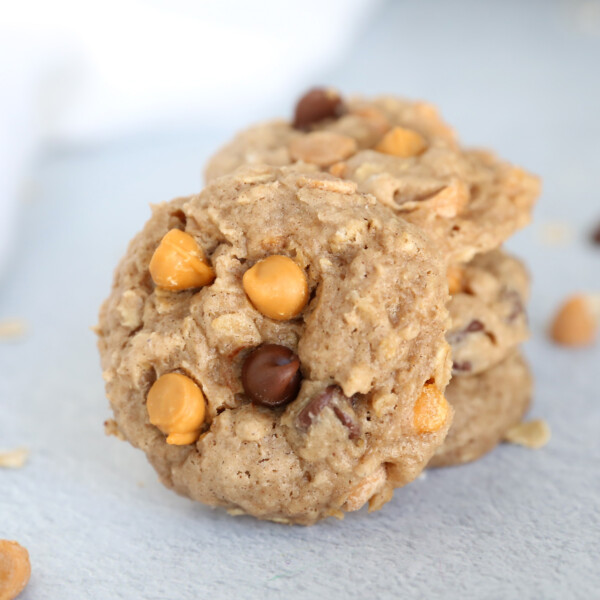 Oatmeal spice cake mix cookies with butterscotch and chocolate chips