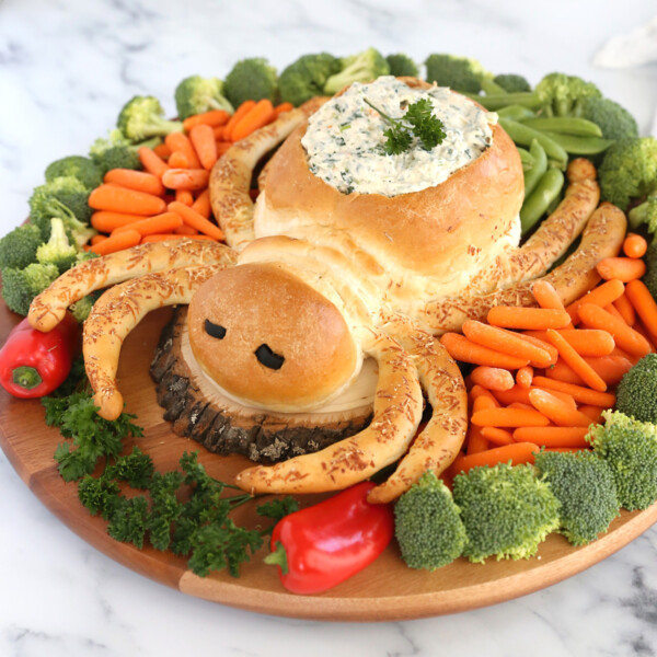 Halloween spider veggie tray