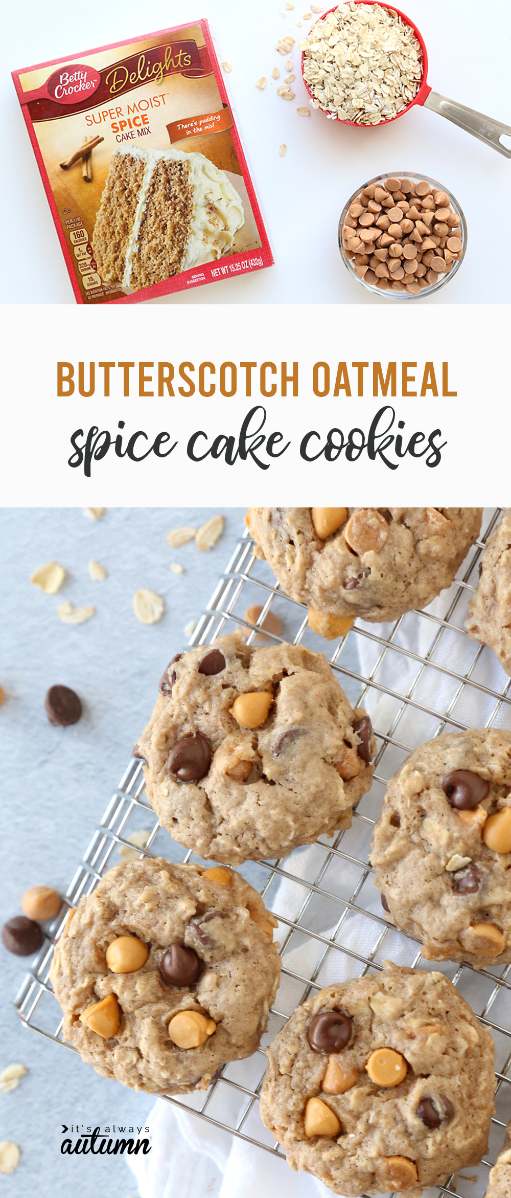 Butterscotch oatmeal spice cookies are crazy delicious!