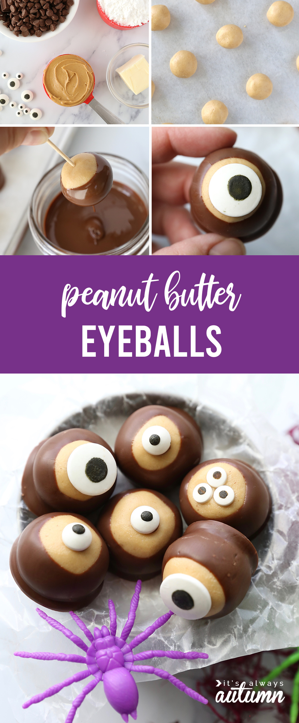 Peanut butter eyeballs are an easy Halloween treat!