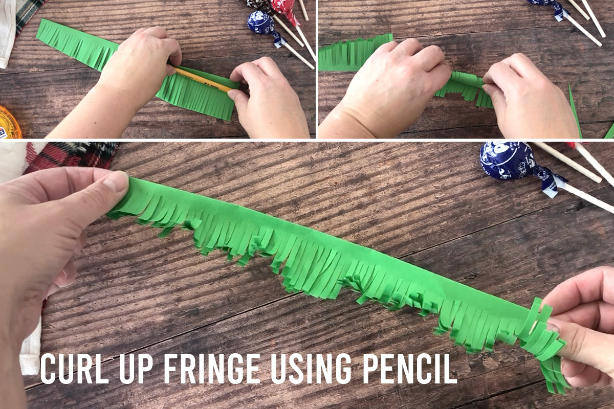 How to make Christmas tree sucker: curl paper fringe