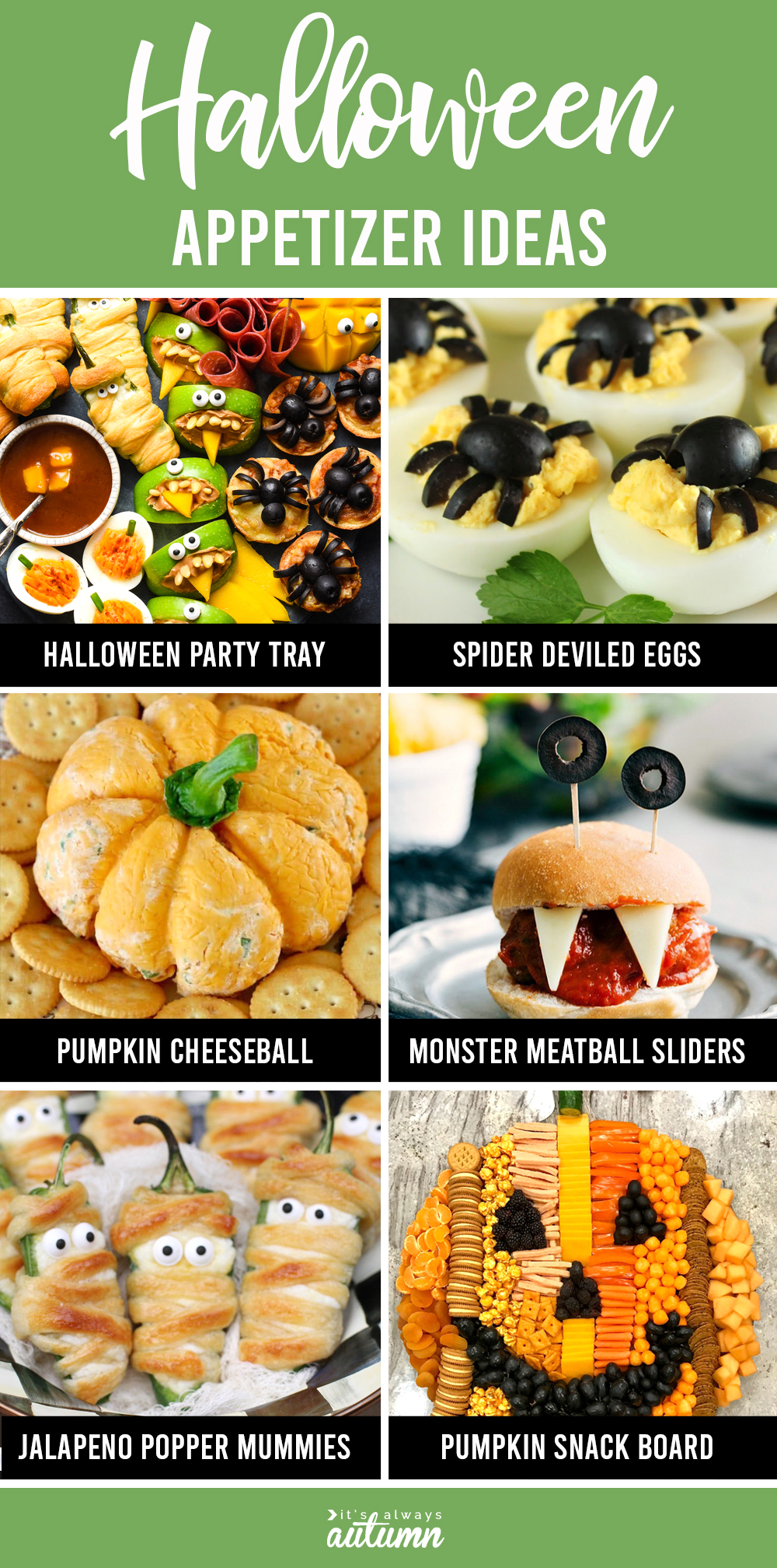 Collage of Halloween appetizers