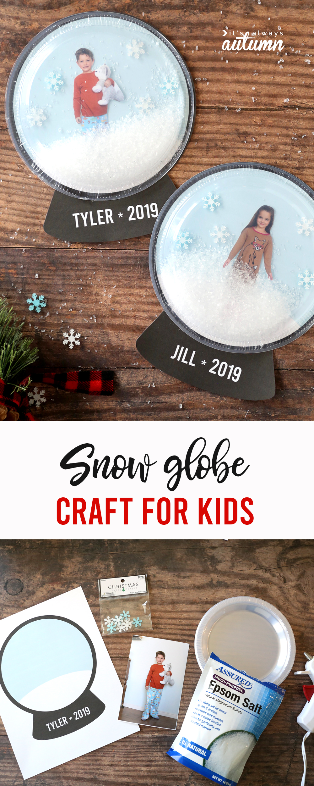 Cute photo snow globe craft for kids! Fun winter kids craft idea.